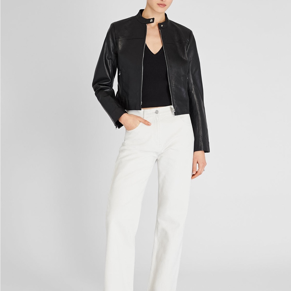 CLUB MONACO Racer Leather Jacket M Moto Zip